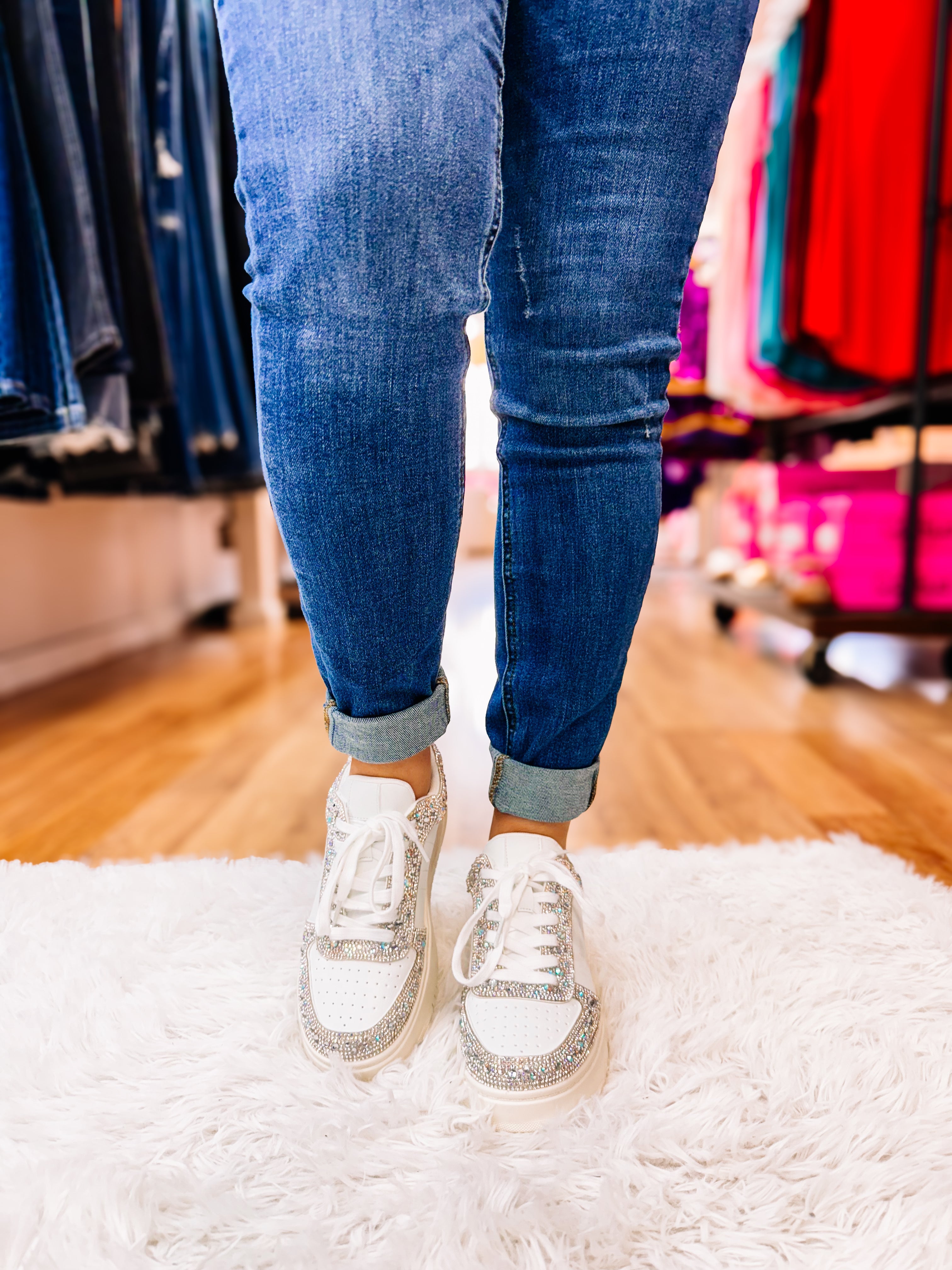 Corkys Pregame - Clear Rhinestone Sneakers-Sneakers-Dear Me Southern Boutique, located in DeRidder, Louisiana