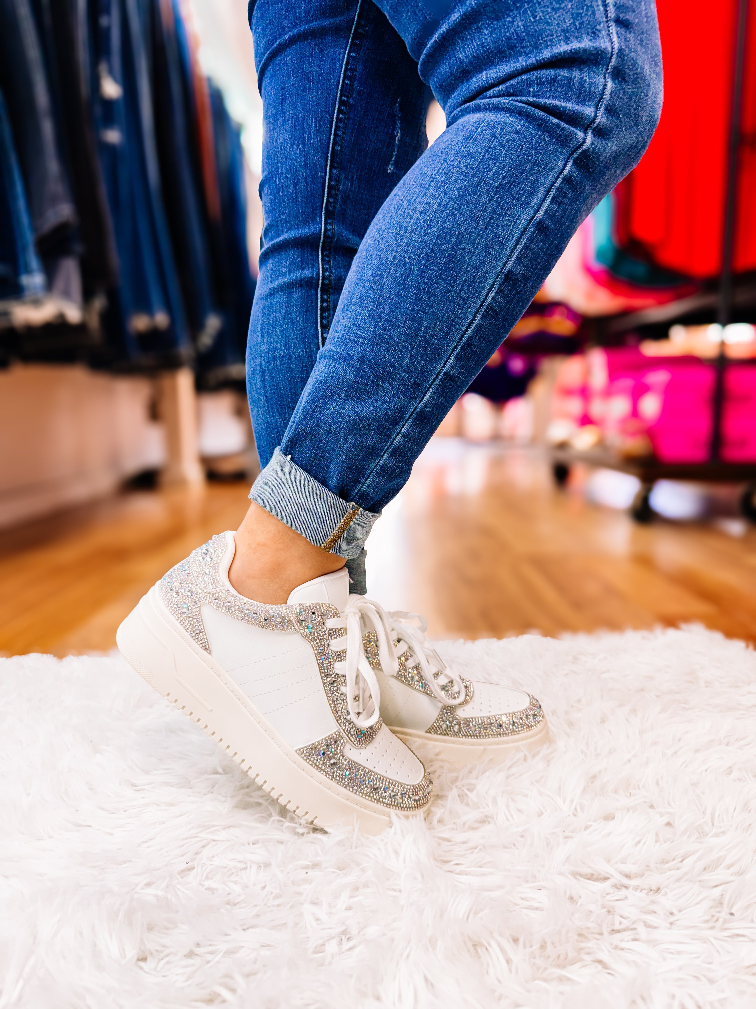 Corkys Pregame - Clear Rhinestone Sneakers-Sneakers-Dear Me Southern Boutique, located in DeRidder, Louisiana