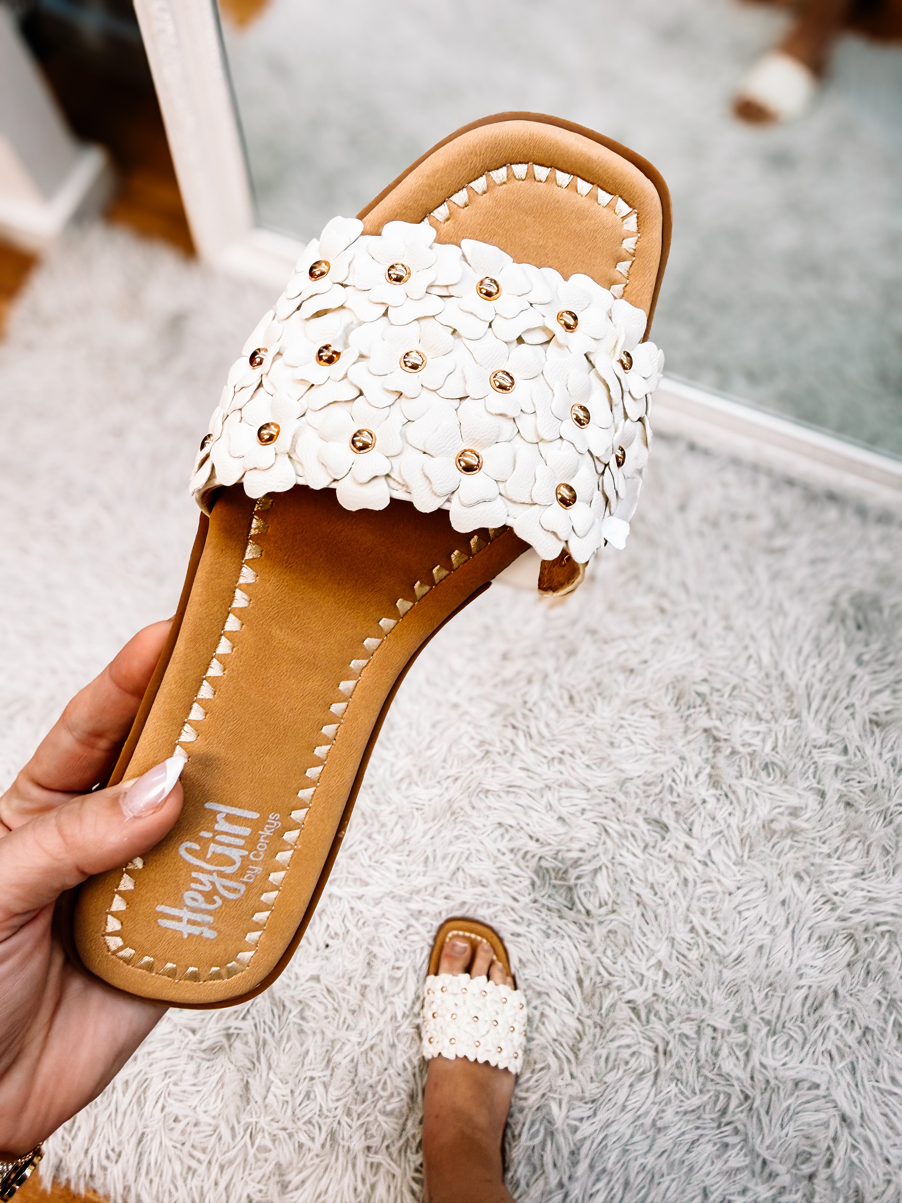 Corkys Spring Fever Sandals- White-Shoes-Dear Me Southern Boutique, located in DeRidder, Louisiana