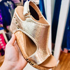 Corkys Tiffanee Wedges - Metallic Gold-Wedges-Dear Me Southern Boutique, located in DeRidder, Louisiana