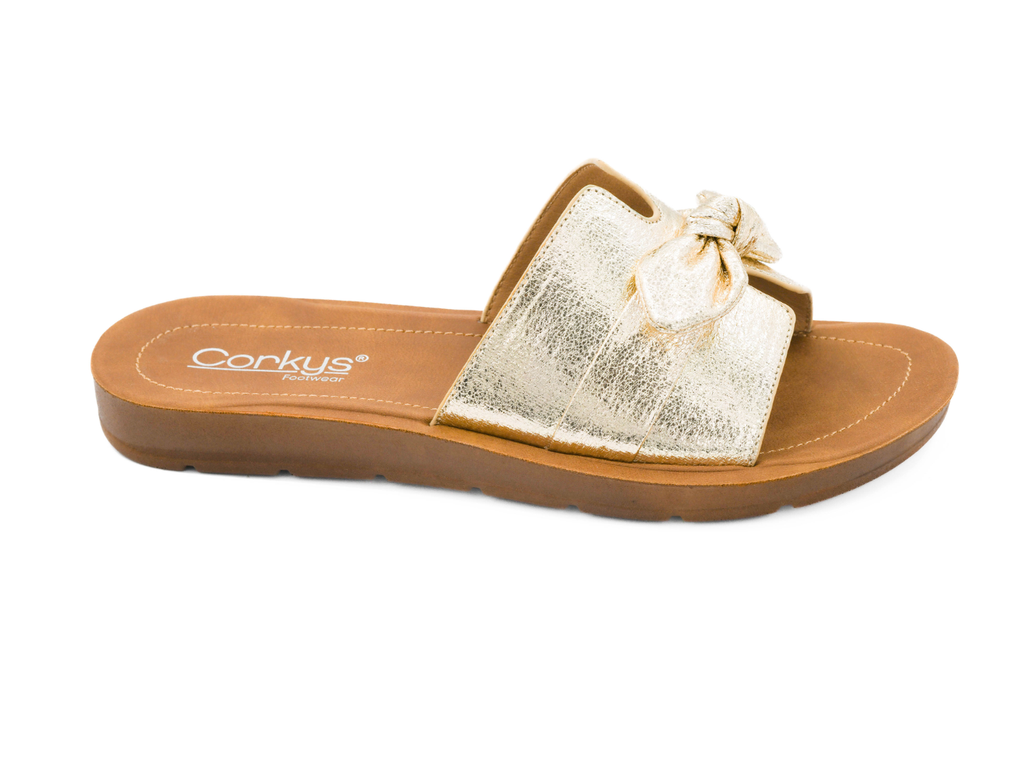 Corkys Too Cute Sandals - Gold Crinkle Metallic-Shoes-Dear Me Southern Boutique, located in DeRidder, Louisiana