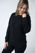 Corrine Ribbed Pullover Top - Black-Pullover-Dear Me Southern Boutique, located in DeRidder, Louisiana