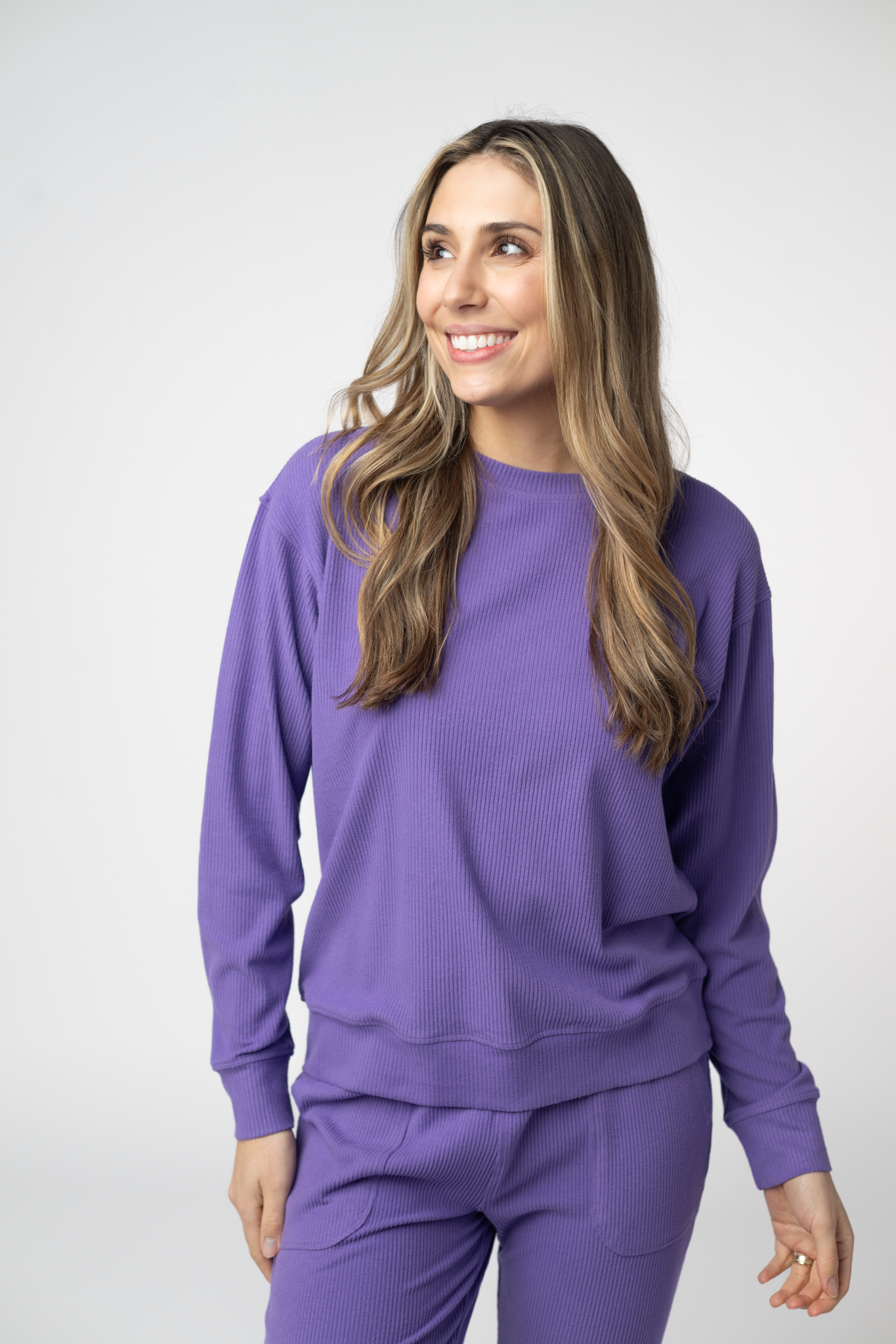Corrine Ribbed Pullover Top - Purple-Pullover-Dear Me Southern Boutique, located in DeRidder, Louisiana