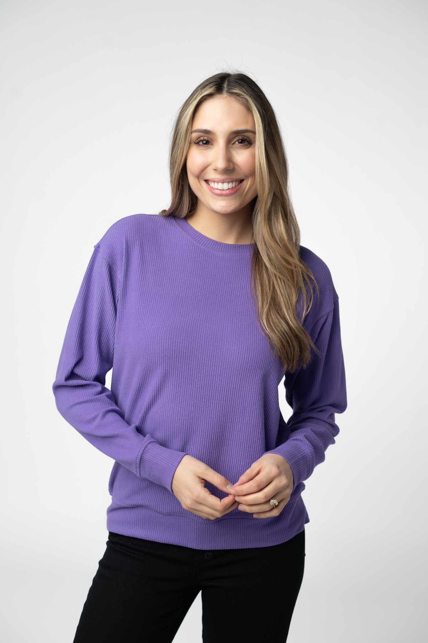 Corrine Ribbed Pullover Top - Purple-Pullover-Dear Me Southern Boutique, located in DeRidder, Louisiana