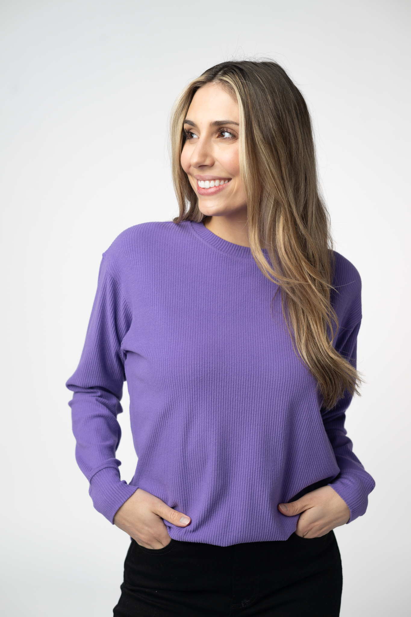 Corrine Ribbed Pullover Top - Purple-Pullover-Dear Me Southern Boutique, located in DeRidder, Louisiana