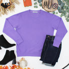 Corrine Ribbed Pullover Top - Purple-Pullover-Dear Me Southern Boutique, located in DeRidder, Louisiana