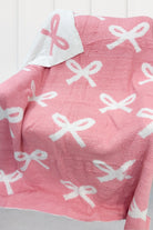 Cozy Pink Bow Luxury Throw Blanket-JAG Blankets-Dear Me Southern Boutique, located in DeRidder, Louisiana