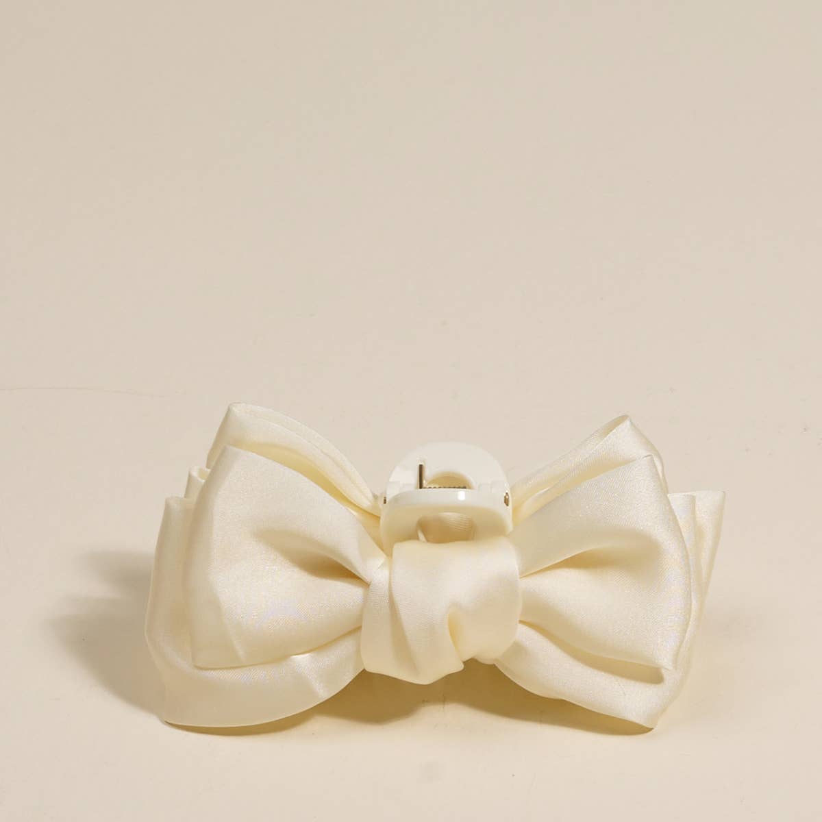 Cream - Mini Satin Bougie Bow Claw Clip-Hair Clips-Dear Me Southern Boutique, located in DeRidder, Louisiana