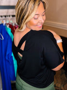 Criss Cross Black Top-Loungewear-Dear Me Southern Boutique, located in DeRidder, Louisiana