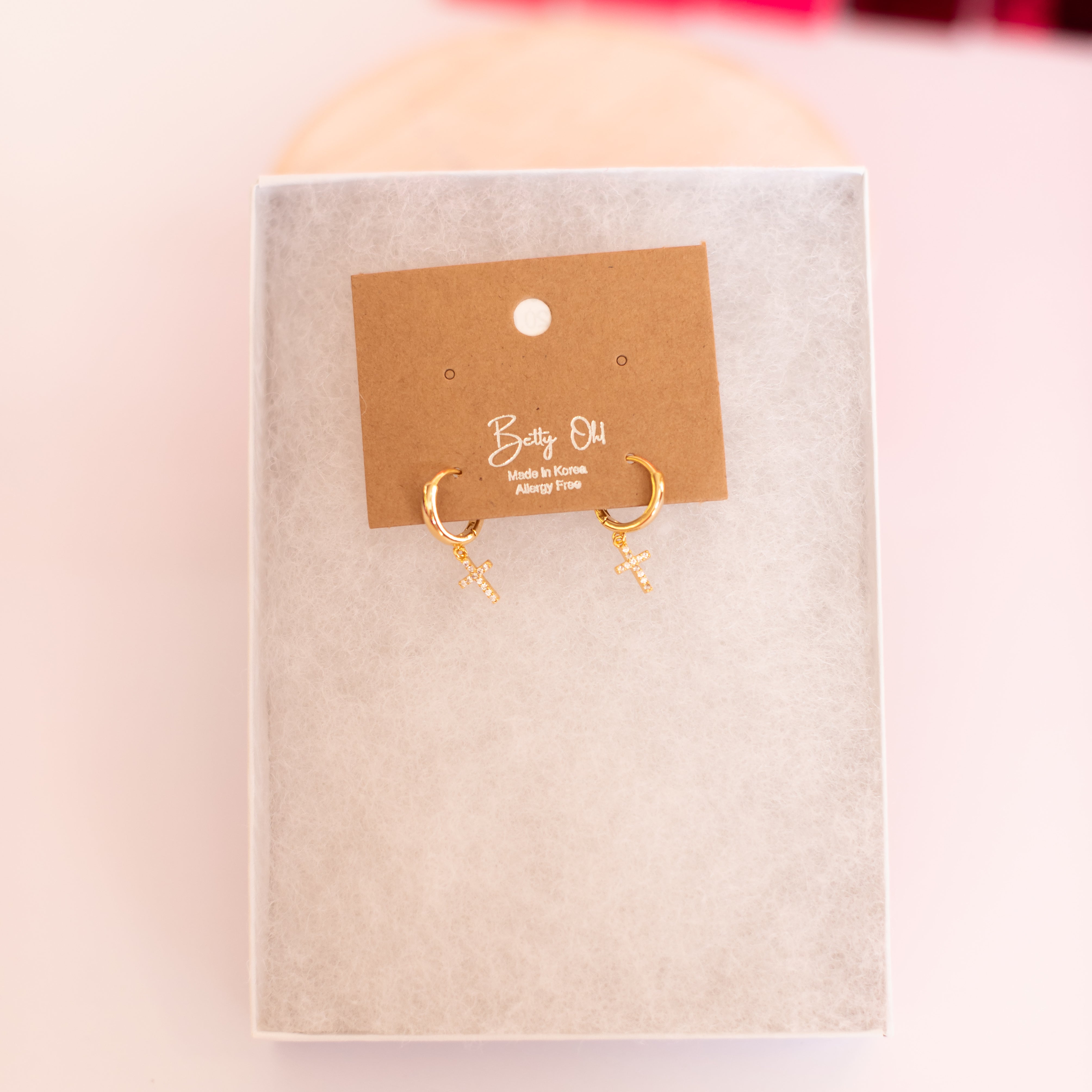 Cross Huggie Hoop Earrings-Earrings-Dear Me Southern Boutique, located in DeRidder, Louisiana