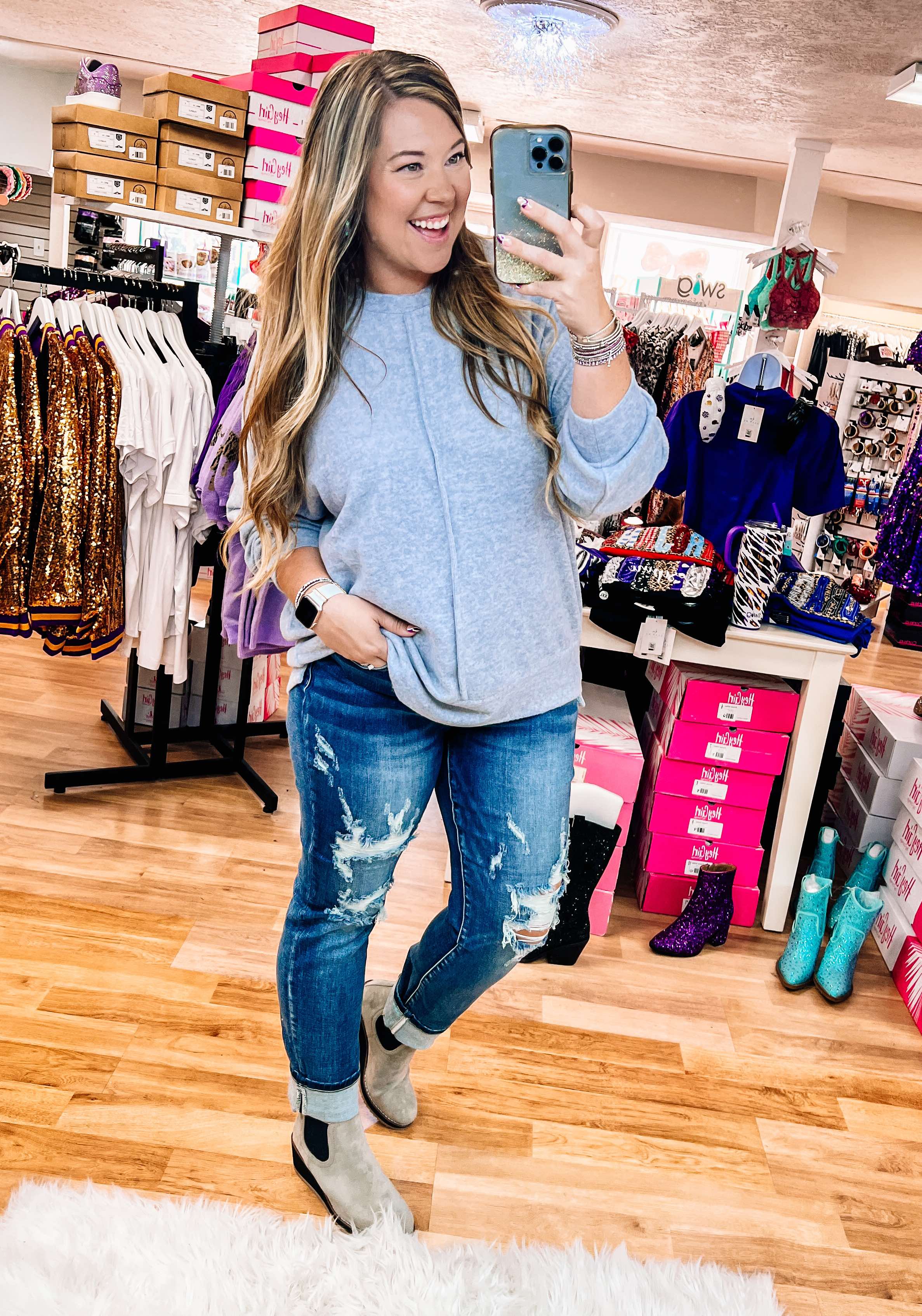 Cross My Heart Boyfriend Judy Blue Jeans-Jeans-Dear Me Southern Boutique, located in DeRidder, Louisiana