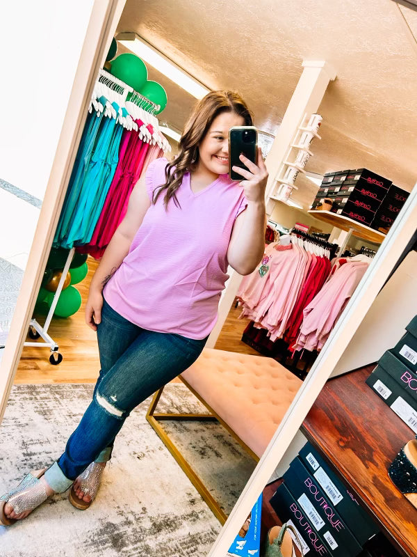Cyrus Ruffle Top-Lavender-Tops-Dear Me Southern Boutique, located in DeRidder, Louisiana