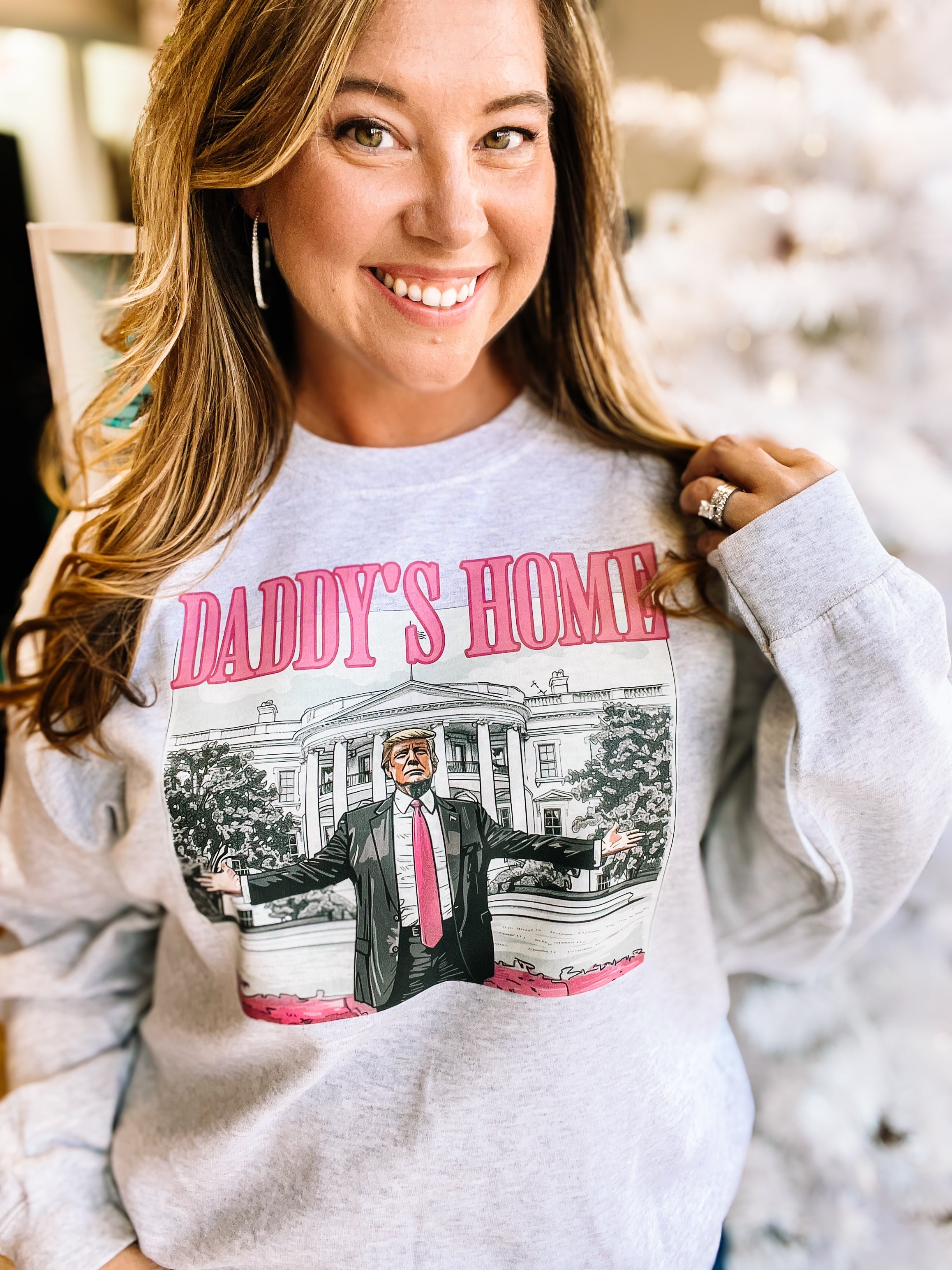 Daddy's Home Pullover Sweatshirt - Ash Grey-Graphic Tops-Dear Me Southern Boutique, located in DeRidder, Louisiana