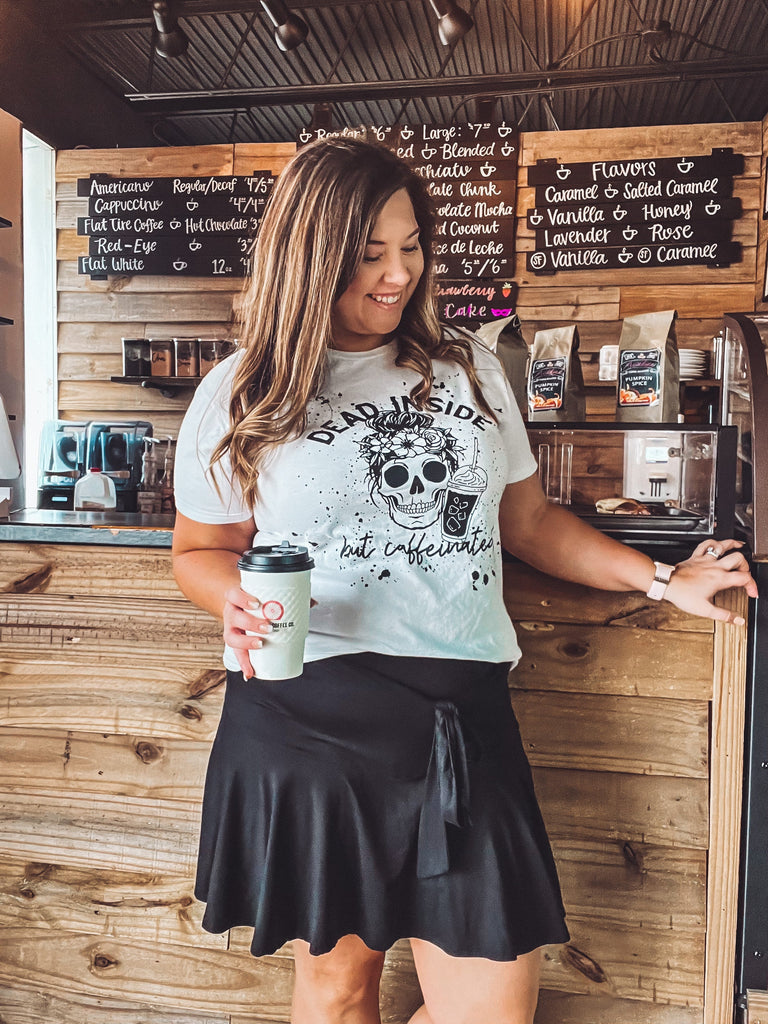 Dead Inside But Caffeinated Tee-Graphic Tee-Dear Me Southern Boutique, located in DeRidder, Louisiana