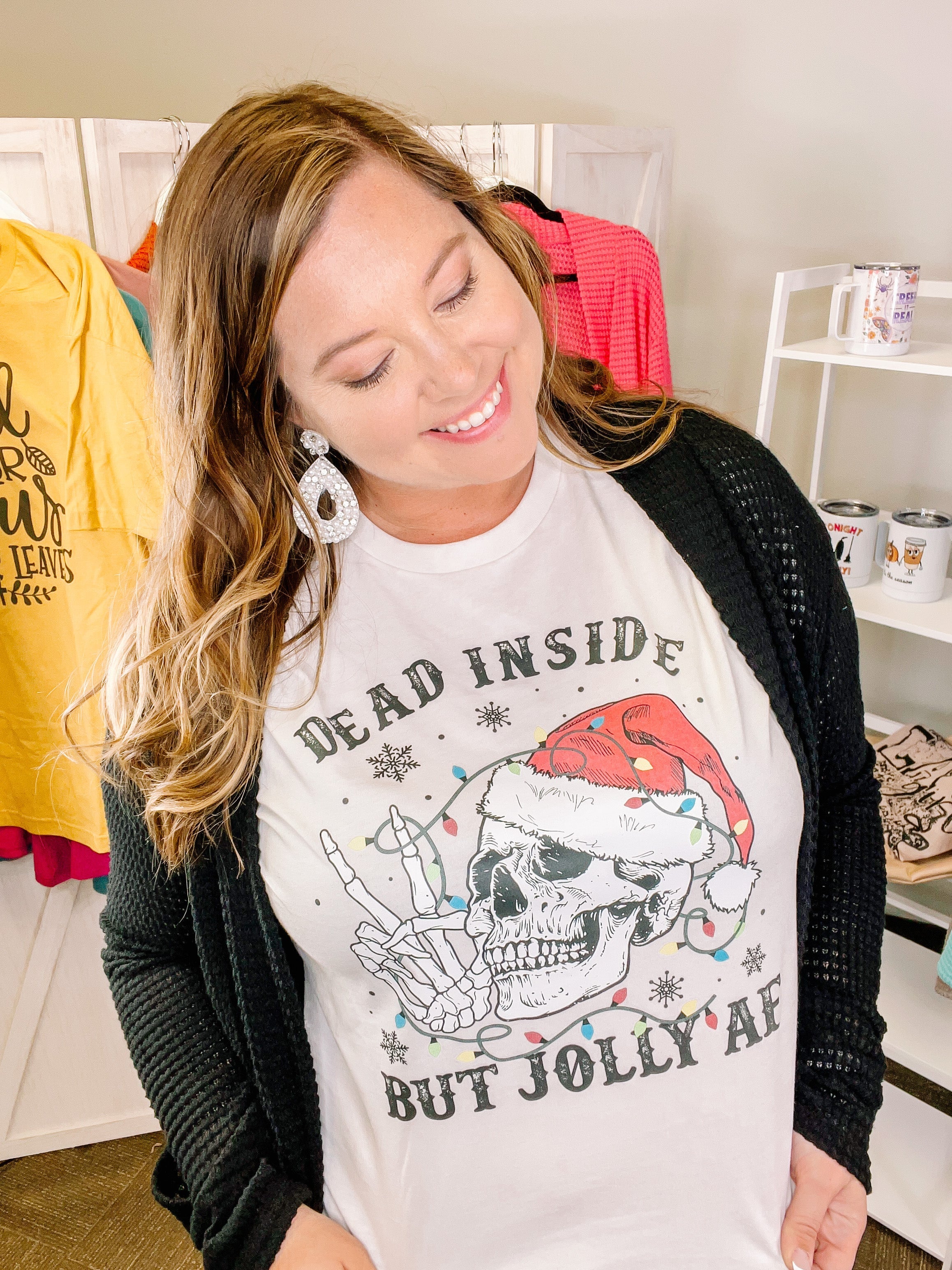 Dead Inside but Jolly-Graphic Tops-Dear Me Southern Boutique, located in DeRidder, Louisiana