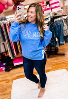 Dear Me Bow Merch Pullover - Baby Blue-Pullover-Dear Me Southern Boutique, located in DeRidder, Louisiana