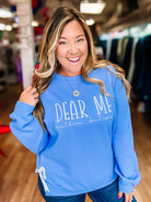 Dear Me Bow Merch Pullover - Baby Blue-Pullover-Dear Me Southern Boutique, located in DeRidder, Louisiana