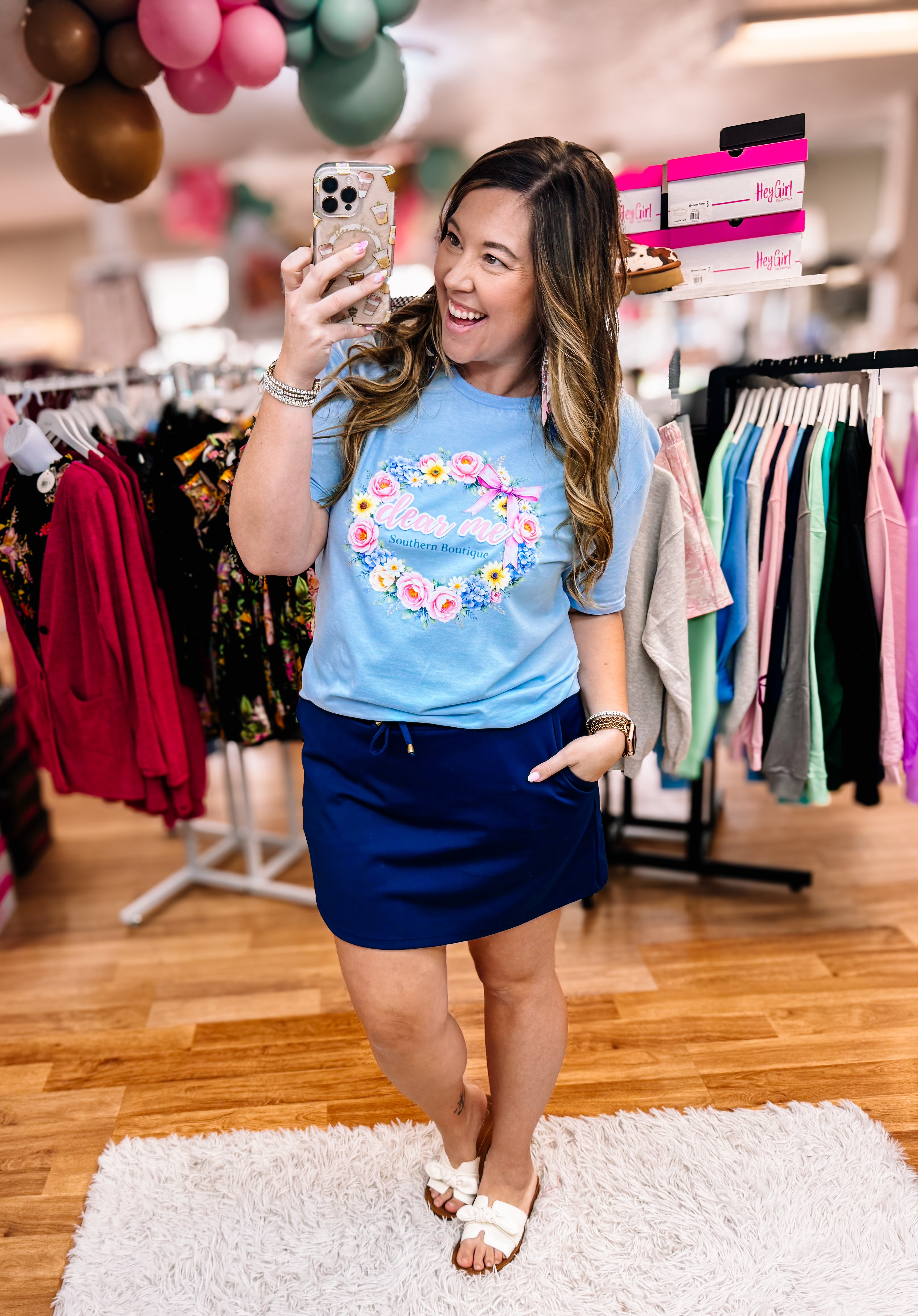 Dear Me Floral Merch Tee-Graphic Tops-Dear Me Southern Boutique, located in DeRidder, Louisiana