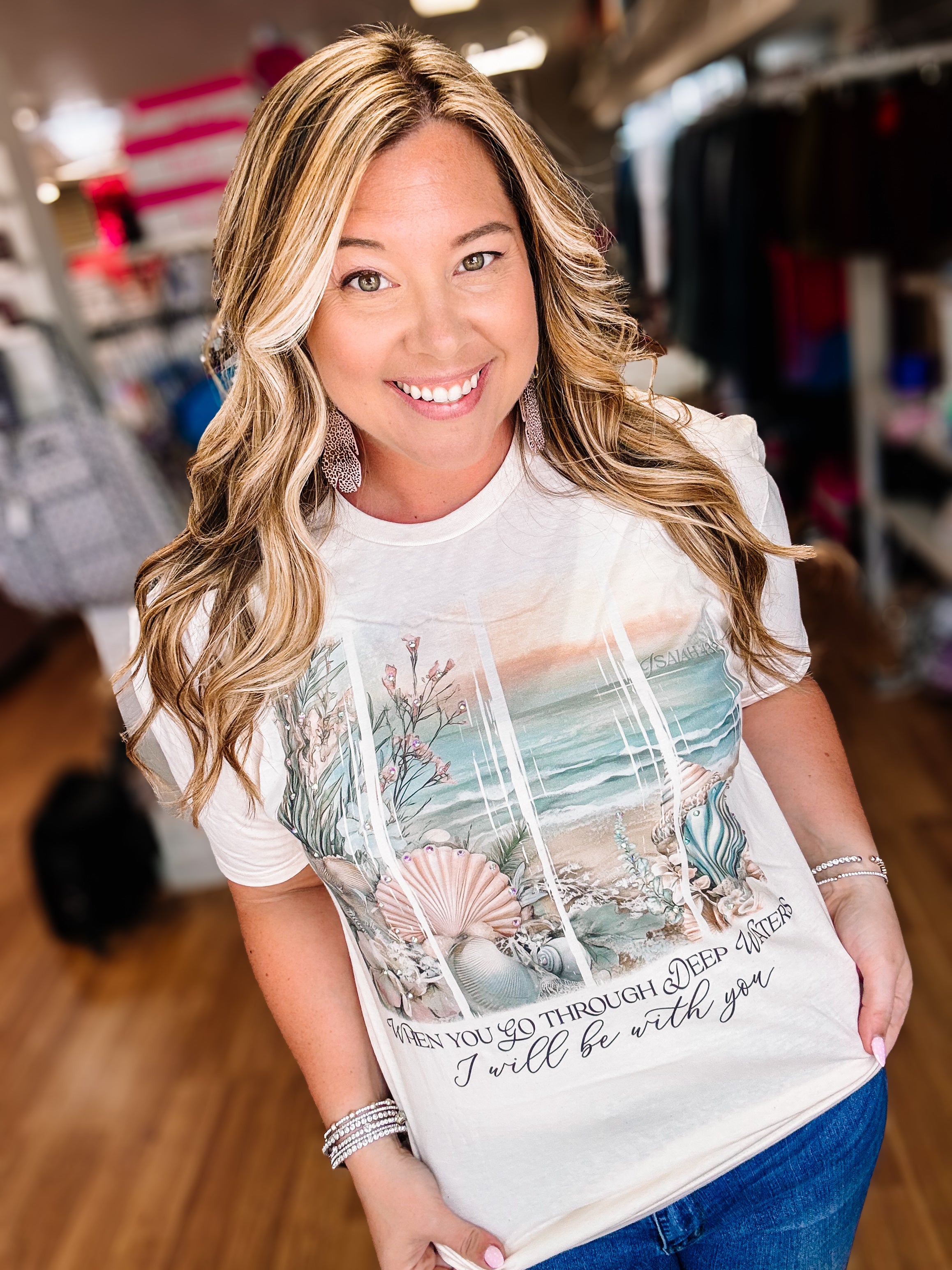 Deep Waters Bougie Rhinestone Tee-Tees-Dear Me Southern Boutique, located in DeRidder, Louisiana