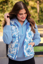 Delilah Puffer Vest - Blue Eternal Blossom-Vest-Dear Me Southern Boutique, located in DeRidder, Louisiana