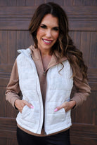 Delilah Puffer Vest - White Chloe Camo-Vest-Dear Me Southern Boutique, located in DeRidder, Louisiana
