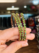 Destin Crystal Bangle - Chocolate Gold Metal-Bracelets-Dear Me Southern Boutique, located in DeRidder, Louisiana
