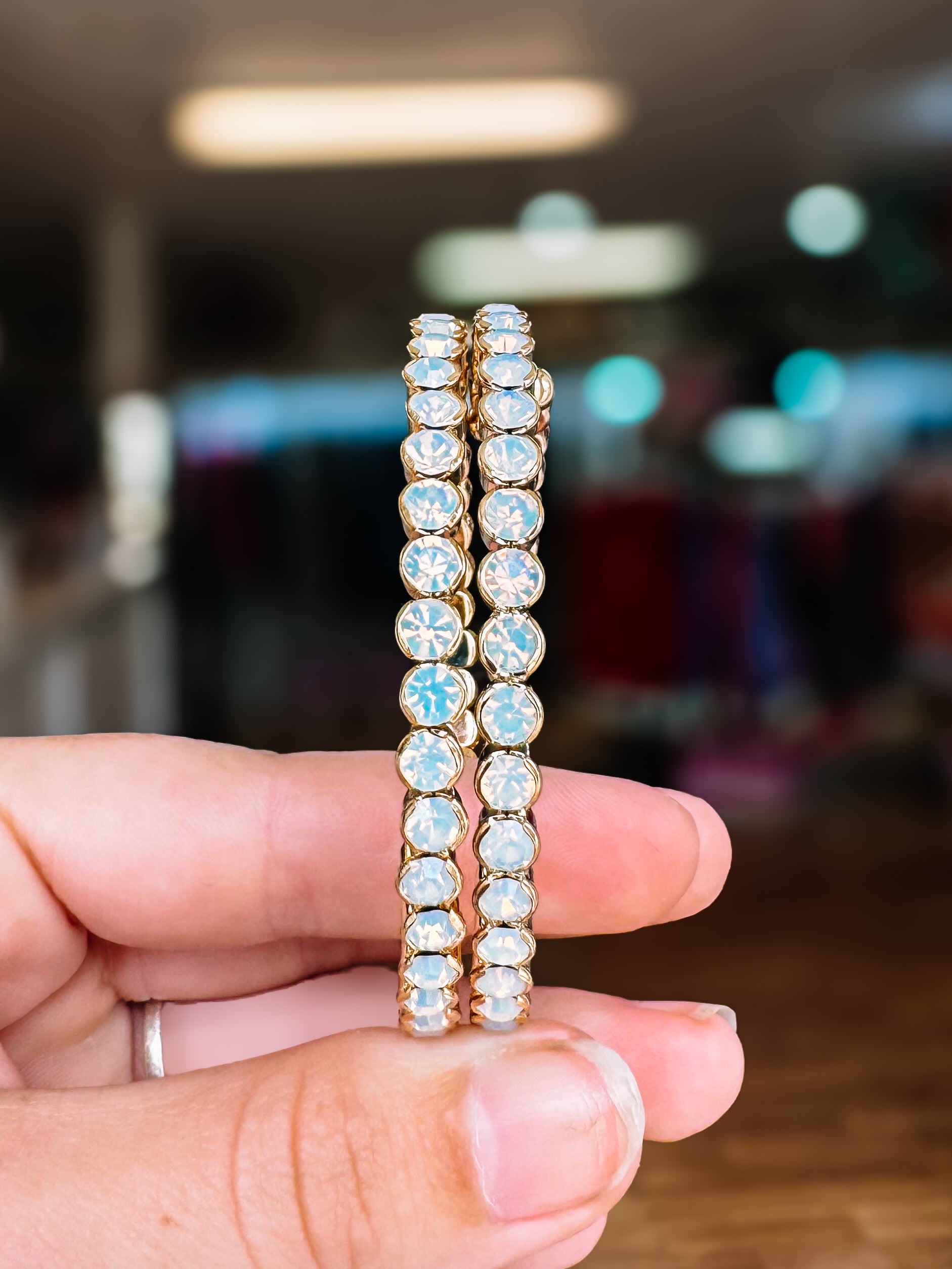 Destin Crystal Bangle - Gold Metal-Bracelets-Dear Me Southern Boutique, located in DeRidder, Louisiana