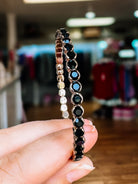 Destin Crystal Bangle - Chocolate Gold Metal-Bracelets-Dear Me Southern Boutique, located in DeRidder, Louisiana