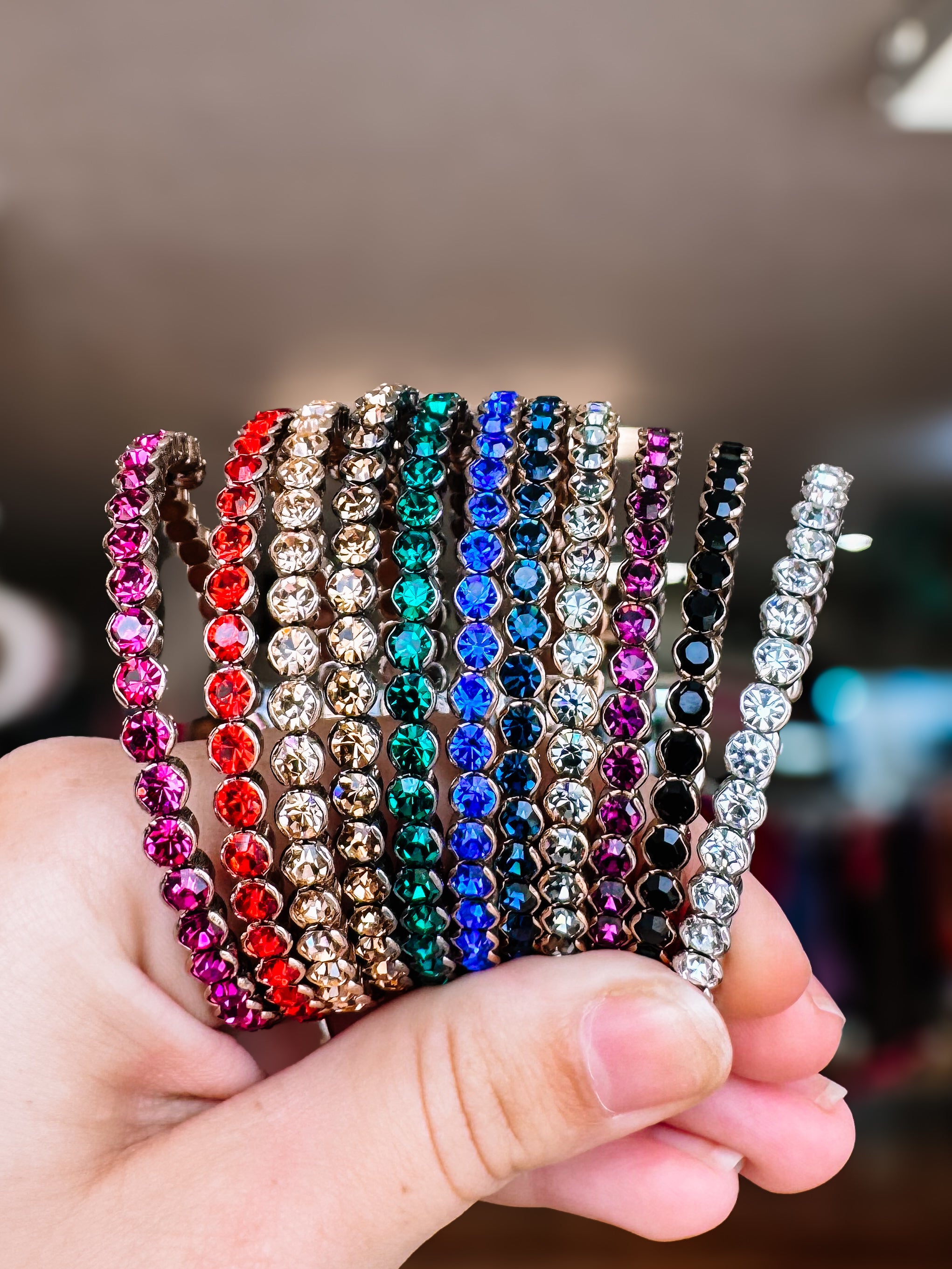 Destin Crystal Bangle - Chocolate Gold Metal-Bracelets-Dear Me Southern Boutique, located in DeRidder, Louisiana