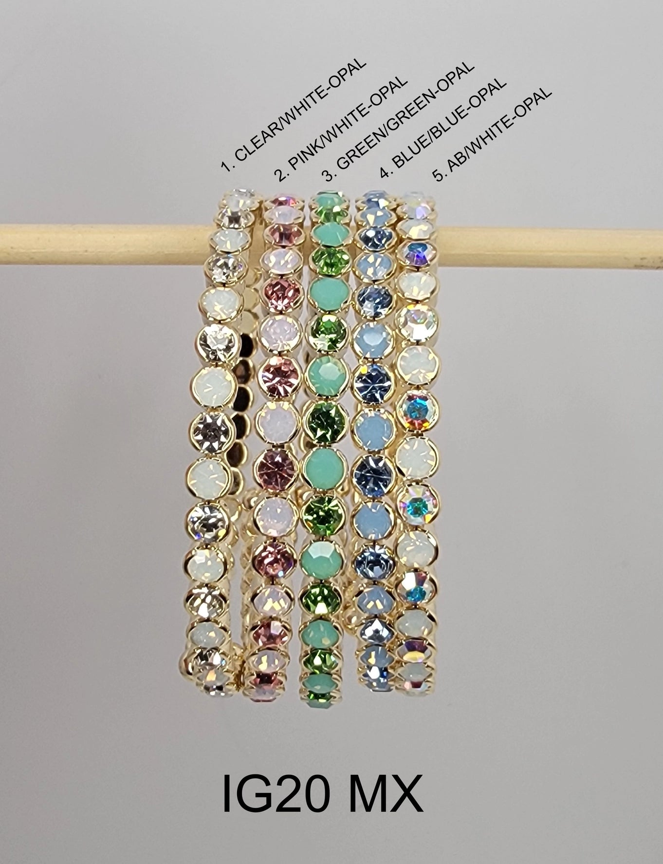 Destin Crystal Bangle Multi Color- Gold Metal-Bracelets-Dear Me Southern Boutique, located in DeRidder, Louisiana