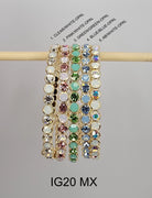 Destin Crystal Bangle Multi Color- Gold Metal-Bracelets-Dear Me Southern Boutique, located in DeRidder, Louisiana