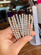 Destin Crystal Bangle - Silver Metal-Bracelets-Dear Me Southern Boutique, located in DeRidder, Louisiana
