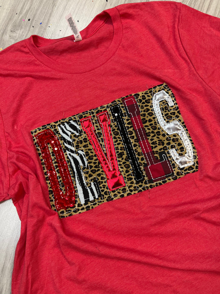 Devils Leopard & Sequin Tee-Tops-Dear Me Southern Boutique, located in DeRidder, Louisiana