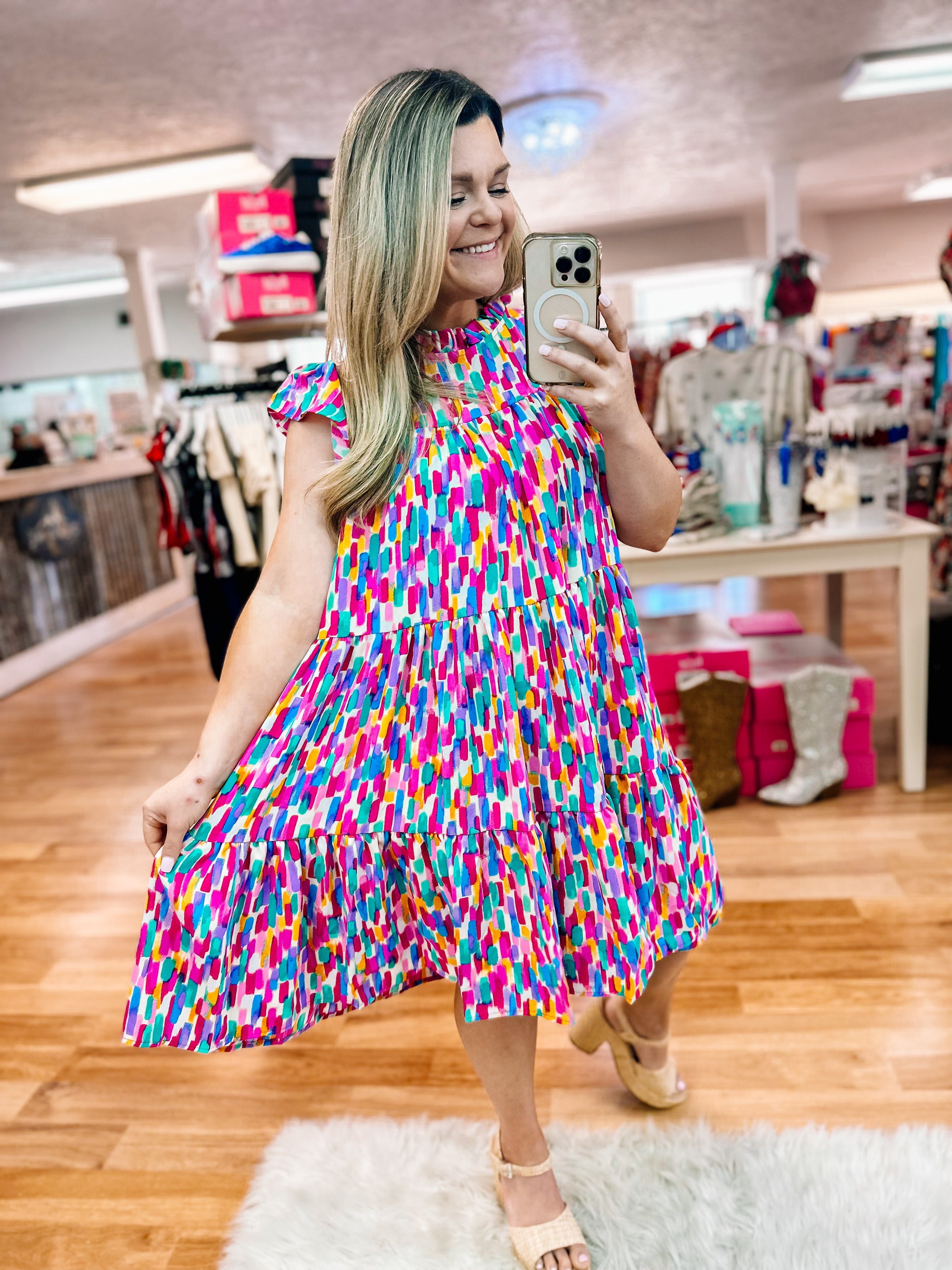 Diva Dreams Abstract Dress-Dresses-Dear Me Southern Boutique, located in DeRidder, Louisiana