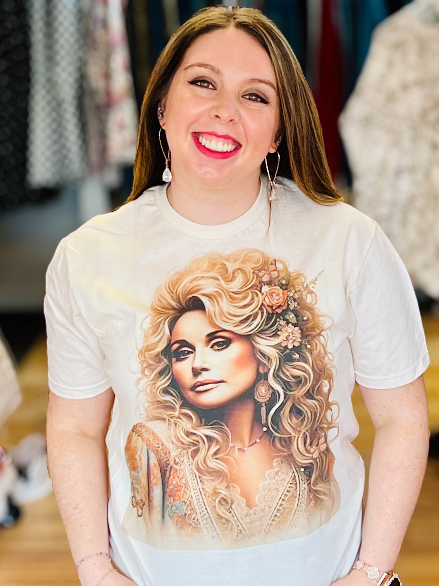 Dolly and Lace Bougie Rhinestone Tee-Tees-Dear Me Southern Boutique, located in DeRidder, Louisiana