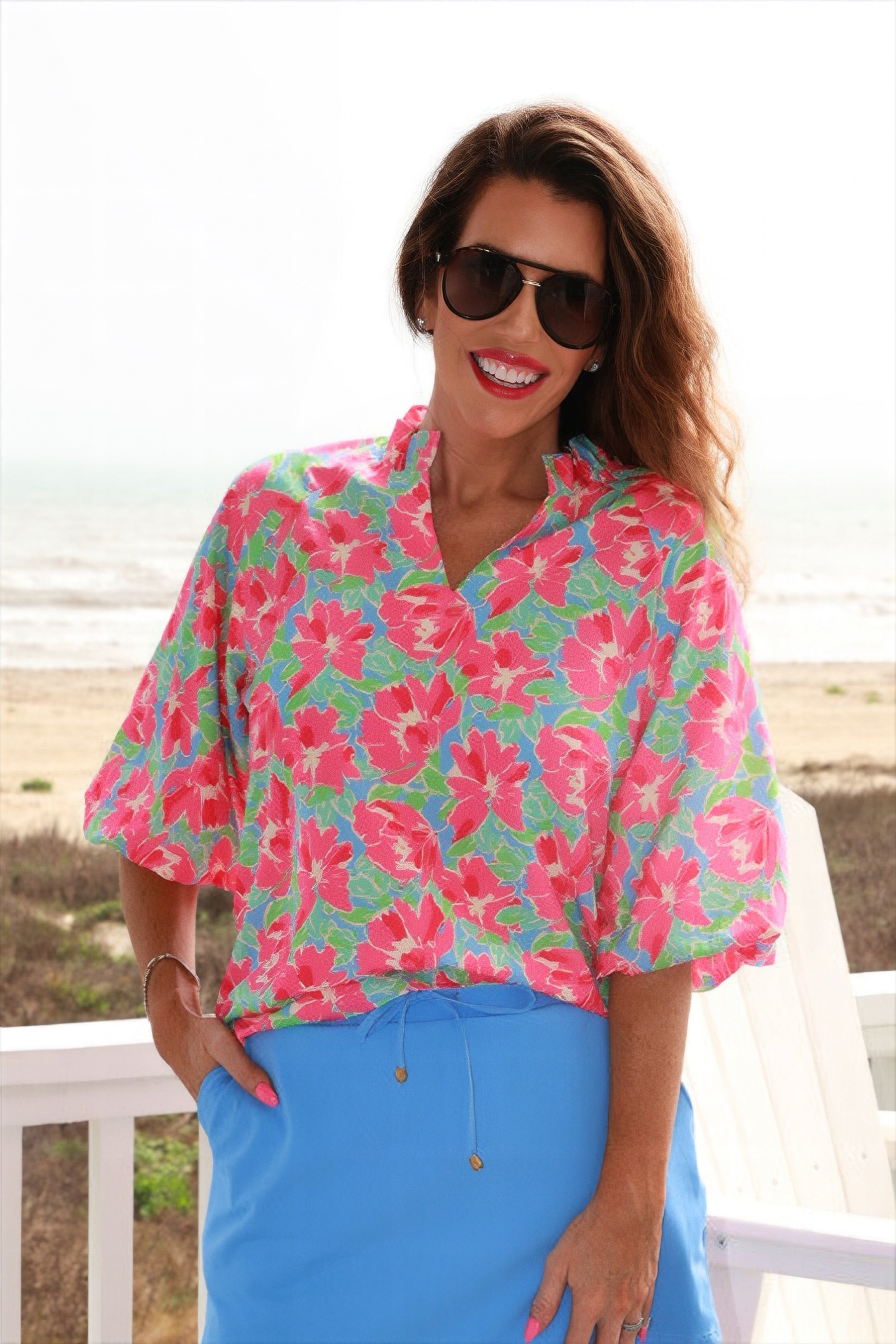Donna Top- Summer Bloom-Tops-Dear Me Southern Boutique, located in DeRidder, Louisiana