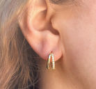 Double Trouble Pave Huggie Earrings-JAG Earrings-Dear Me Southern Boutique, located in DeRidder, Louisiana