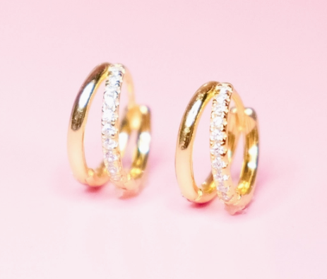 Double Trouble Pave Huggie Earrings-JAG Earrings-Dear Me Southern Boutique, located in DeRidder, Louisiana