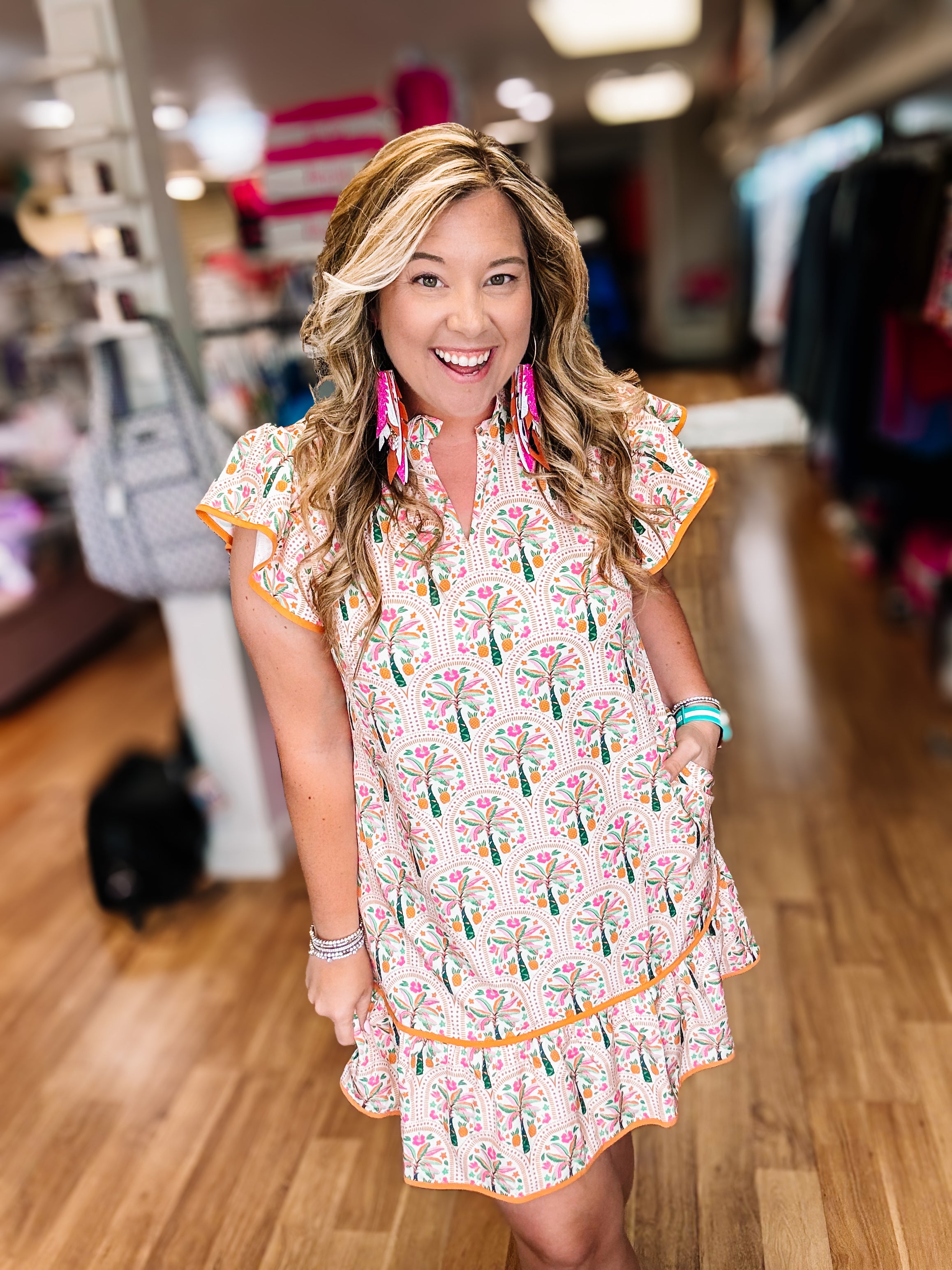 Eliza Ruffle Dress- Pineapple Isle-Dress-Dear Me Southern Boutique, located in DeRidder, Louisiana