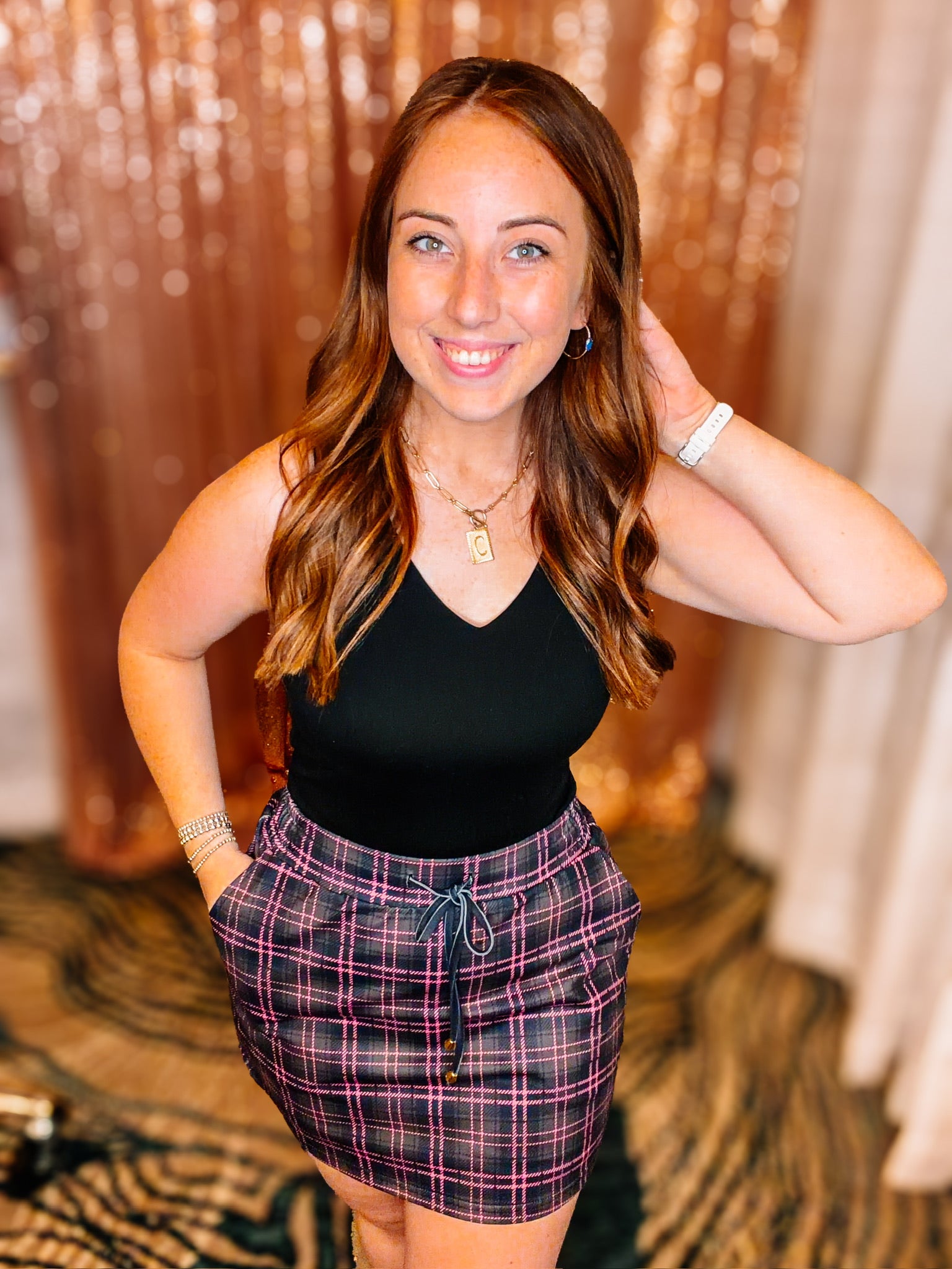 Ellie Plaid Everyday Skort-Skort-Dear Me Southern Boutique, located in DeRidder, Louisiana