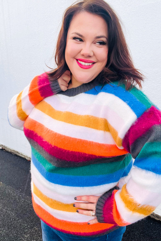 Embrace The Day Stripe Soft Oversized Sweater-Dear Me Southern Boutique, located in DeRidder, Louisiana