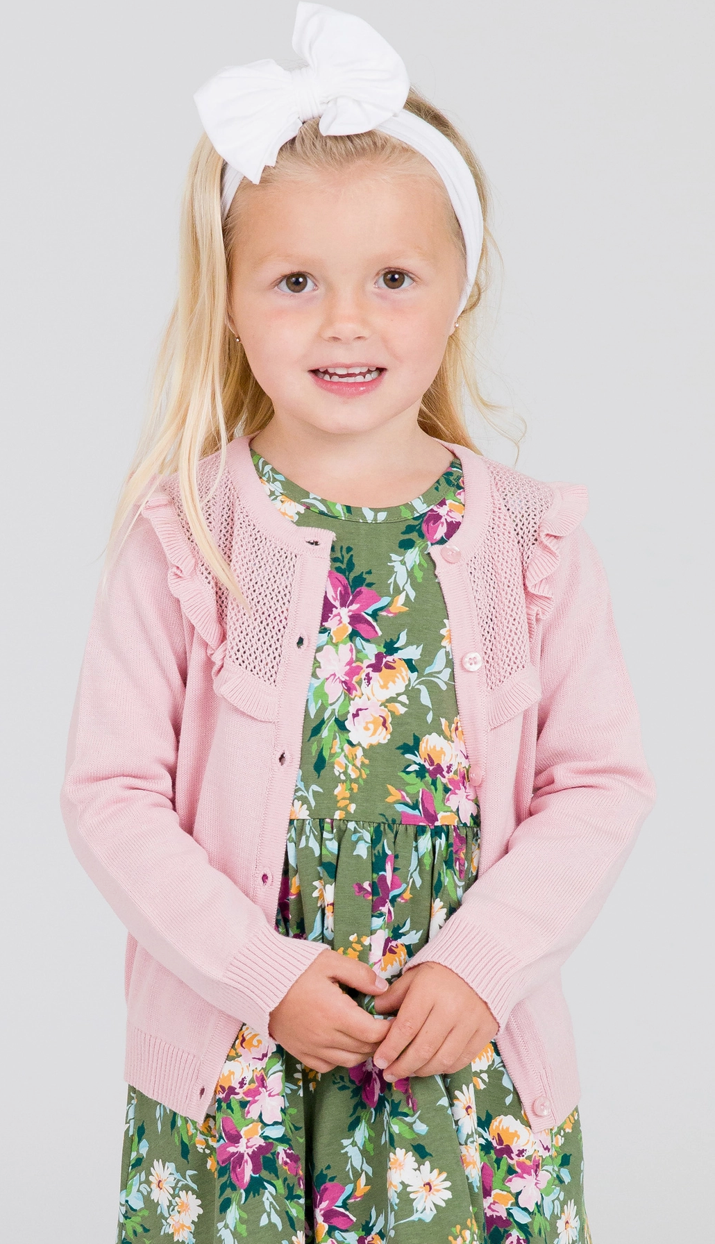 Emma Ruffle Trim Cardigan - Pink-JAG Cardigans-Dear Me Southern Boutique, located in DeRidder, Louisiana