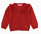 Emma Ruffle Trim Cardigan - Red-JAG Cardigans-Dear Me Southern Boutique, located in DeRidder, Louisiana