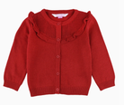 Emma Ruffle Trim Cardigan - Red-Kids Clothing-Dear Me Southern Boutique, located in DeRidder, Louisiana