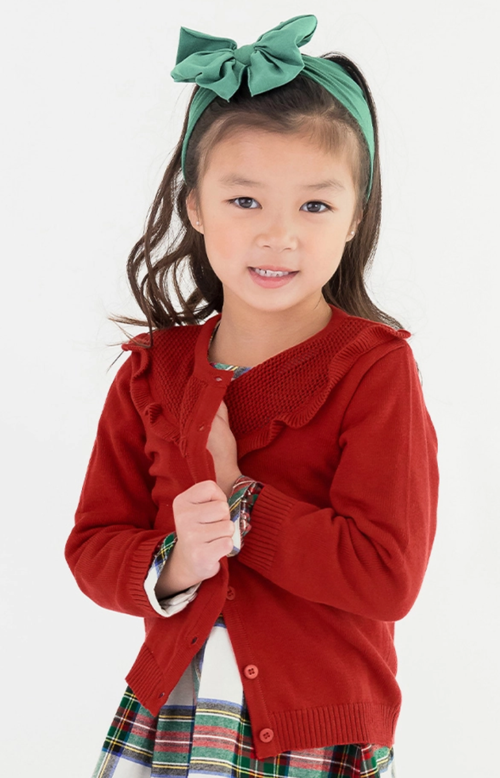 Emma Ruffle Trim Cardigan - Red-Kids Clothing-Dear Me Southern Boutique, located in DeRidder, Louisiana