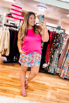 Everyday Drawstring Skort - White Fiesta Floral-Bottoms-Dear Me Southern Boutique, located in DeRidder, Louisiana