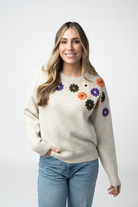 Fall Floral Sweater - Beige-sweater-Dear Me Southern Boutique, located in DeRidder, Louisiana