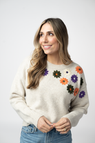 Fall Floral Sweater - Beige-sweater-Dear Me Southern Boutique, located in DeRidder, Louisiana