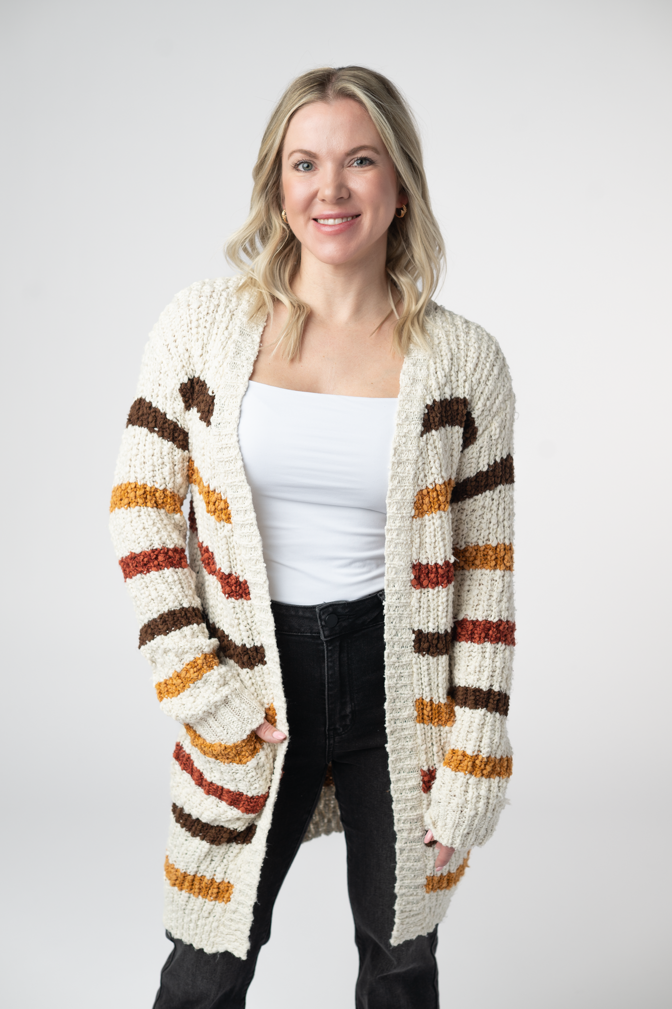 Fall Striped Cardigan-Cardigan-Dear Me Southern Boutique, located in DeRidder, Louisiana