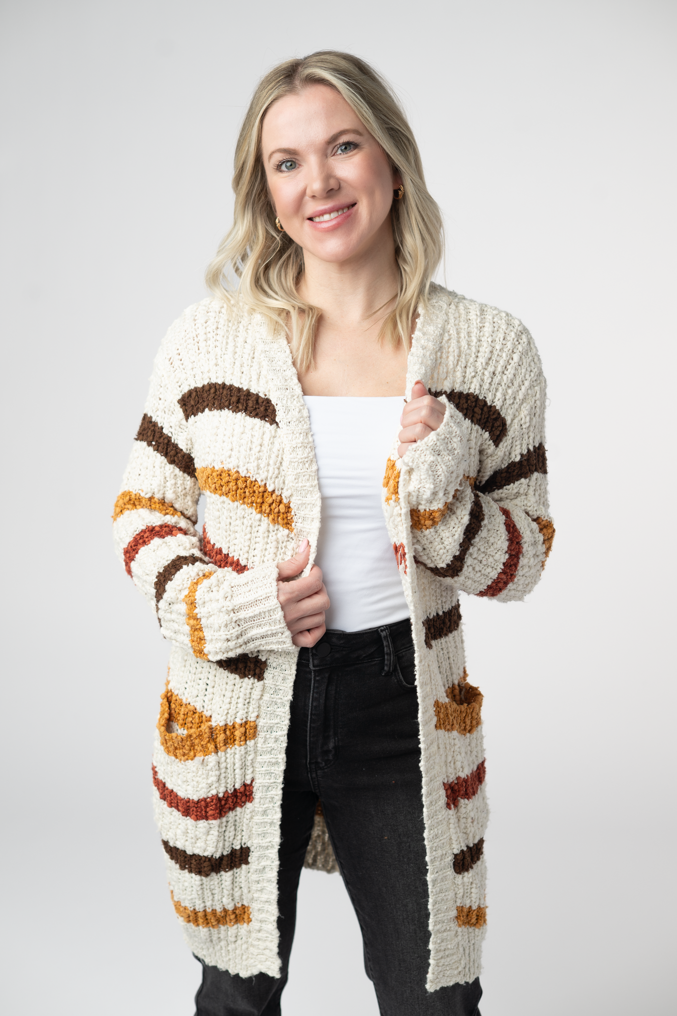 Fall Striped Cardigan-Cardigan-Dear Me Southern Boutique, located in DeRidder, Louisiana